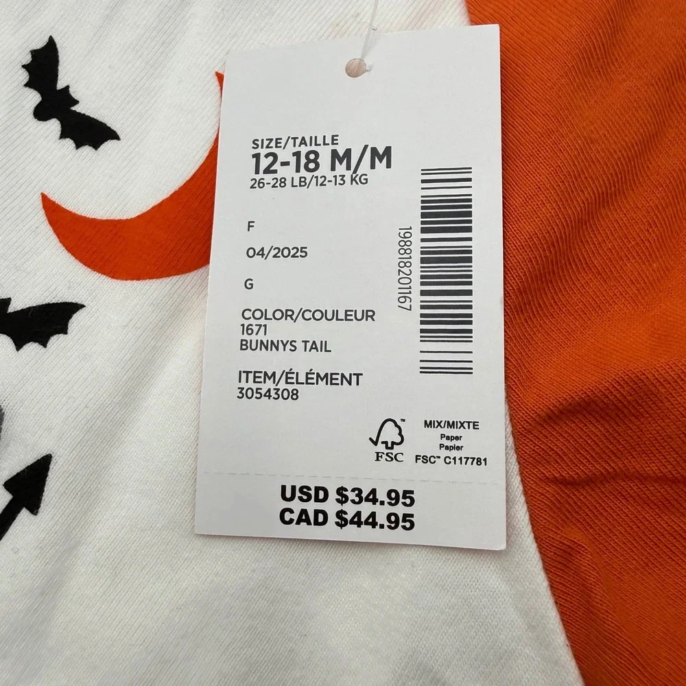 OshKosh B'gosh Baby 12-18M Halloween Haunted House Raglan Shirt NWT
